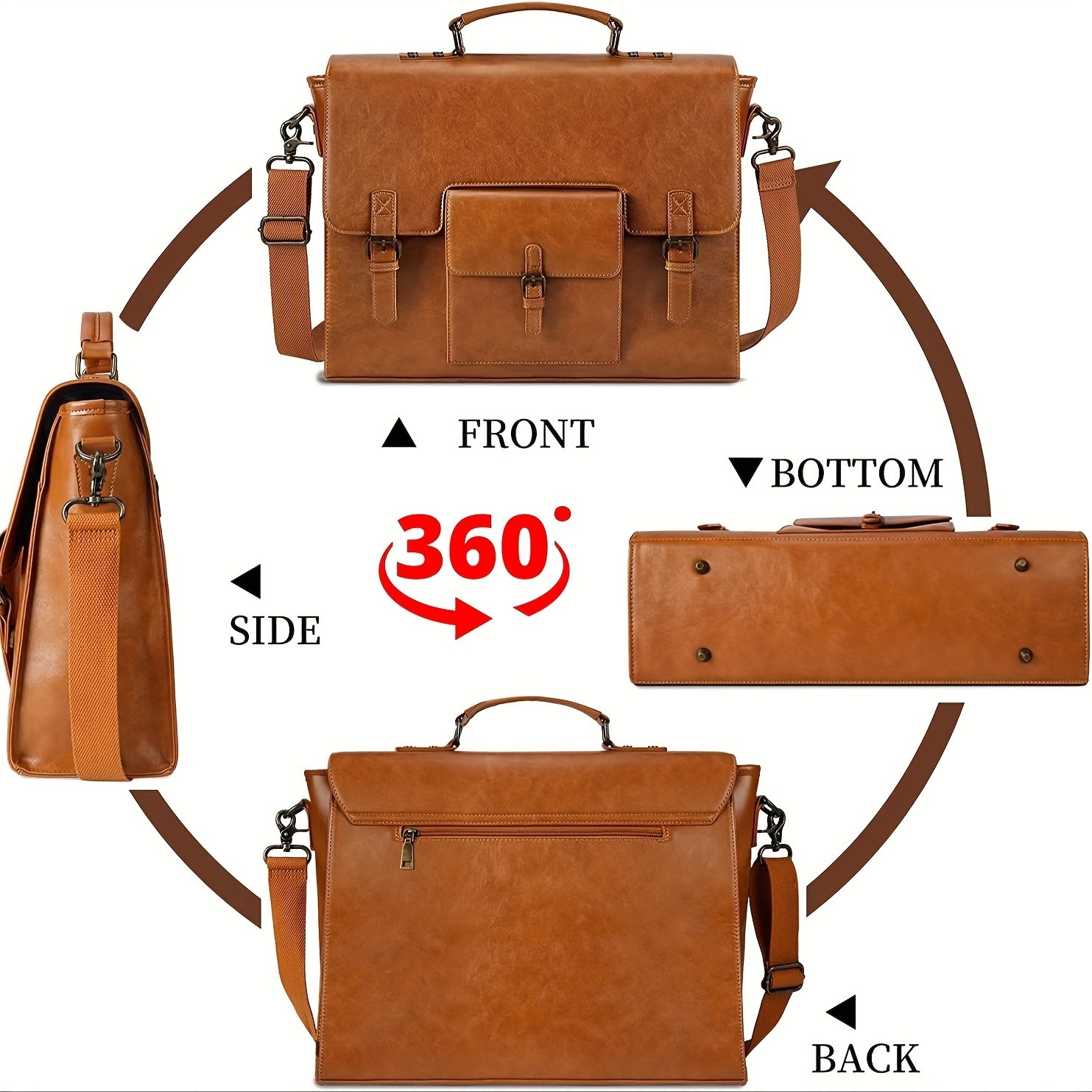 KTMOUW Mens Retro Brown Faux Leather Laptop Backpack 39.62cm Laptop Bag, Adjustable Strap, Durable Zippers, Office & Travel Bag