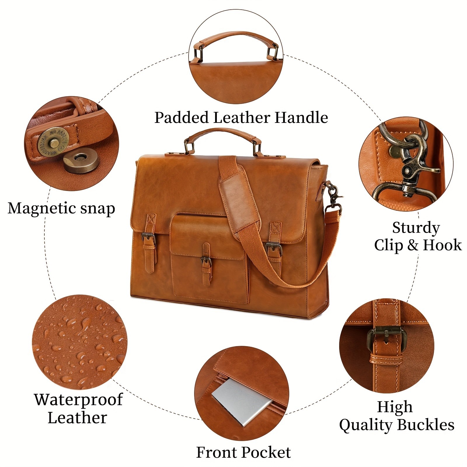 KTMOUW Mens Retro Brown Faux Leather Laptop Backpack 39.62cm Laptop Bag, Adjustable Strap, Durable Zippers, Office & Travel Bag