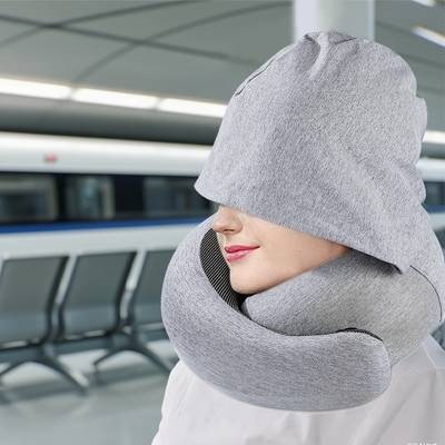ITECHJOY U-Shaped Neck Pillow with Hood Ergonomic Support for Naps, Travel, and Office Use