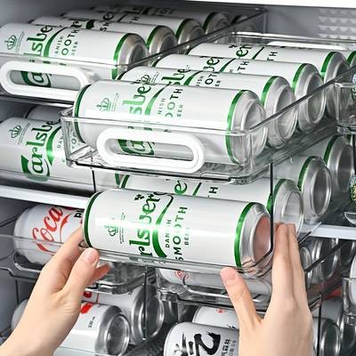 ITECHJOY 330-550ml Wide Double-Layer Rotating Beer Can Holder  Freezer-Safe, Space-Saving Transparent Design for Beverage Organization