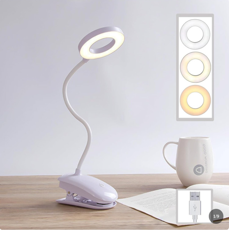 LED Rechargeable Clamp Clip On Flexible Desk Light Reading Table Night Lamp