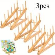 ITECHJOY 3pcs Wooden Puzzle Storage Rack  Classic Storage and Display Solution for Puzzle Enthusiasts