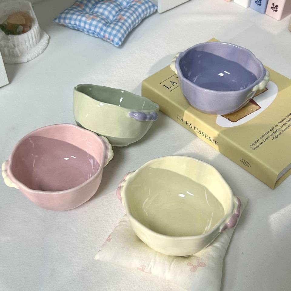 ITECHJOY 4pcs Macaron Colored Cute Bowls Add a Touch of Charm to Your Dining Experience