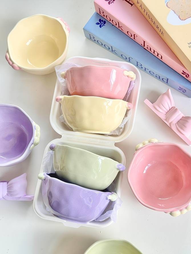 ITECHJOY 4pcs Macaron Colored Cute Bowls Add a Touch of Charm to Your Dining Experience