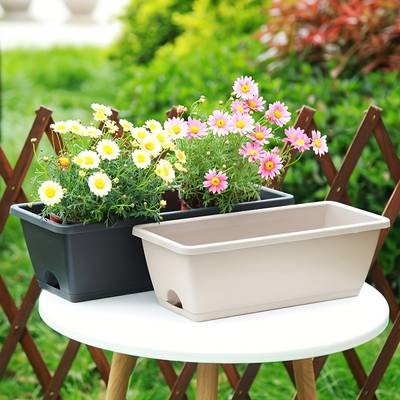 ITECHJOY 5pcs Set of Retro Rectangular Plastic Flower Pots  Stylish and Durable Planters for Your Indoor and Outdoor Garden