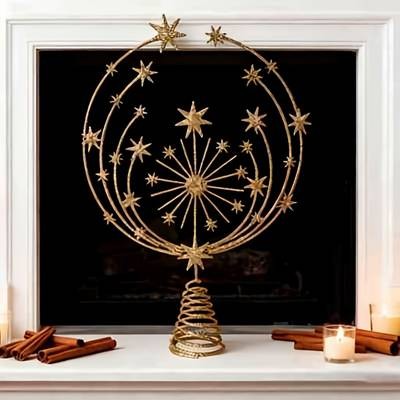 ITECHJOY Silvery & Golden Firework-Shaped Christmas Tree Topper  Add a Spark of Magic to Your Holiday Tree
