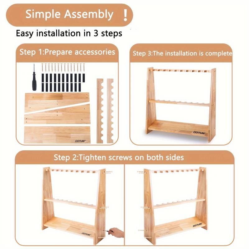 Goture 1pc Wooden 10-Hole Fishing Rod Holder with Sponge Clamp Design  Durable Storage Solution for Your Fishing Gear
