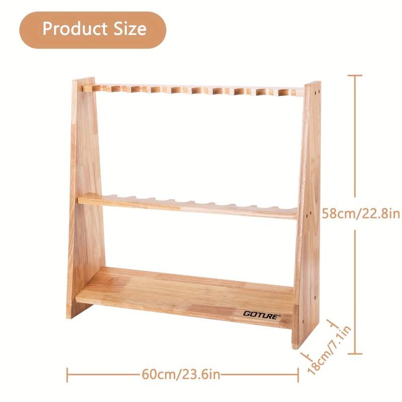 Goture 1pc Wooden 10-Hole Fishing Rod Holder with Sponge Clamp Design  Durable Storage Solution for Your Fishing Gear