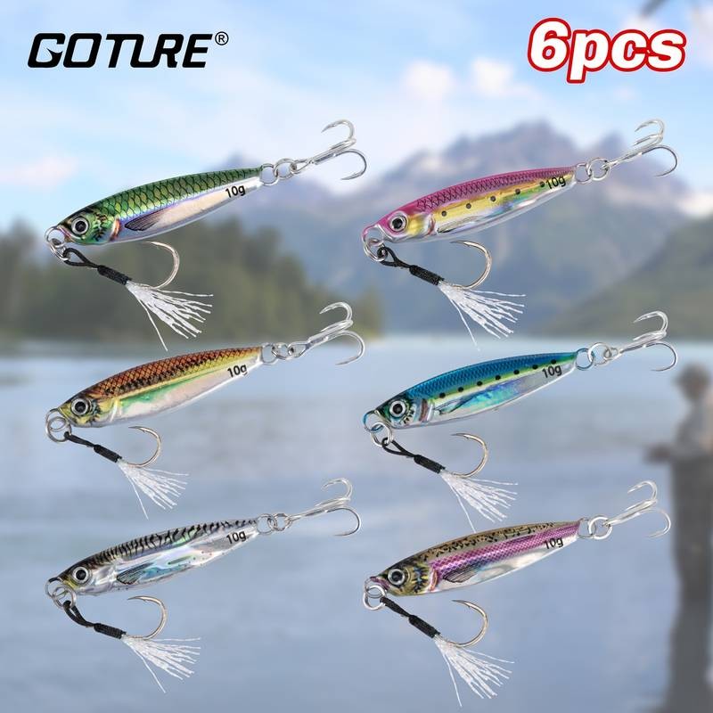 Goture 6pcs Fishing Jigs Lead Vertical Jig Saltwater  Premium Jigging Lures for Big Game Fishing