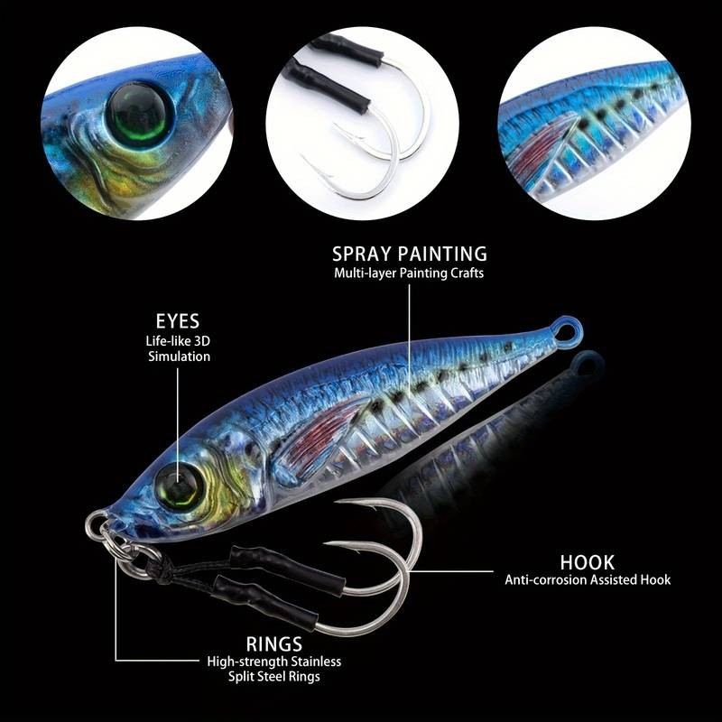 Goture 6pcs Fishing Jigs Lead Vertical Jig Saltwater  Premium Jigging Lures for Big Game Fishing