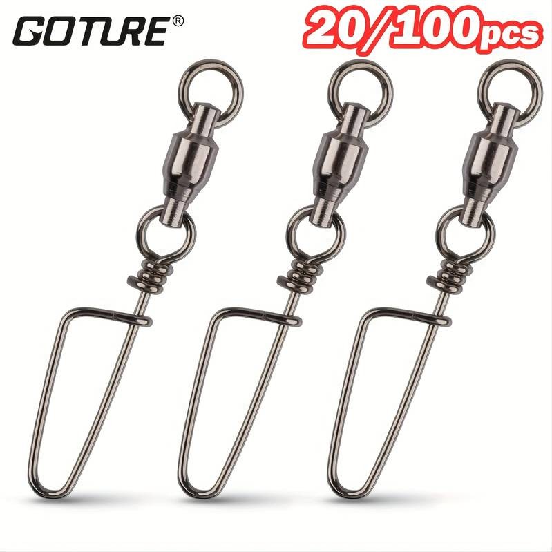 Goture 20/100pcs Stainless Steel Quick Pin B Type Connector Bearing Turn Ring  Reliable Fishing Gear for Seamless Connections