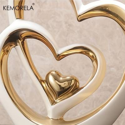 KEMORELA Creative Living Room Statue Ornaments  Elegant Love-Shaped Ceramic Sculptures for Home and Holiday Decor