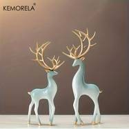KEMORELA Deer Figurine Decorations  Elegant Resin Reindeer Figurine for Festive and Holiday Home Decor