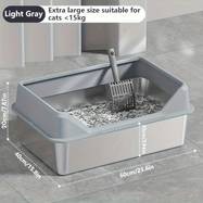 KEMORELA Stainless Steel Cat Litter Box with Plastic Pan  XL High-Sided Rectangle Litter Tray for Multiple and Large Cats