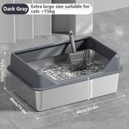 KEMORELA Stainless Steel Cat Litter Box with Plastic Pan  XL High-Sided Rectangle Litter Tray for Multiple and Large Cats