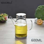 KEMORELA Glass Oil Dispenser with Stainless Steel Lid  Leakproof, Non-Slip, and Perfect for Oil, Vinegar, and Salad Dressing