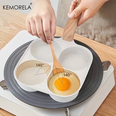 KEMORELA 4-Section Non-Stick Frying Pan Versatile, Easy-to-Clean Pan for Eggs, Burgers, and More