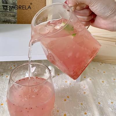 KEMORELA 4/6pcs Juice Cup with Handle Stylish Glass Cups for Coffee, Milk, and Afternoon Tea