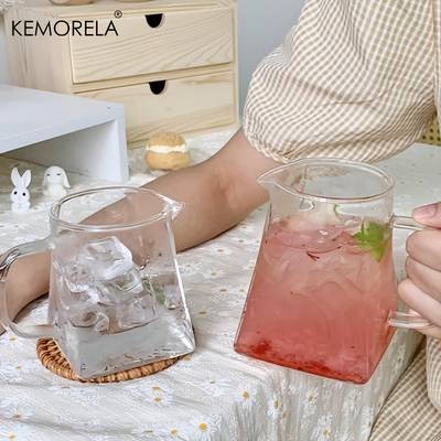 KEMORELA 4/6pcs Juice Cup with Handle Stylish Glass Cups for Coffee, Milk, and Afternoon Tea
