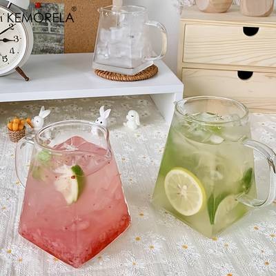KEMORELA 4/6pcs Juice Cup with Handle Stylish Glass Cups for Coffee, Milk, and Afternoon Tea