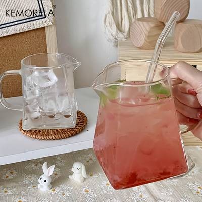 KEMORELA 4/6pcs Juice Cup with Handle  Stylish Glass Cups for Coffee, Milk, and Afternoon Tea