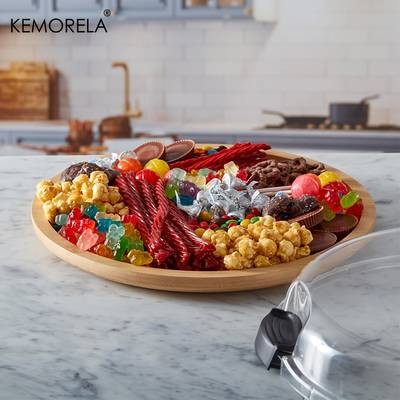 KEMORELA Large Charcuterie Plate with Lid  Perfect for Outdoor Gatherings and Events
