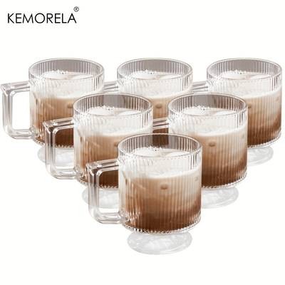 KEMORELA Premium Glass Coffee Cups with Handles  Classic and Elegant Drinkware for Every Occasion