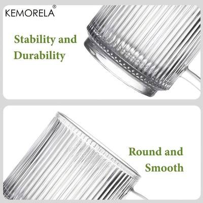 KEMORELA Premium Glass Coffee Cups with Handles  Classic and Elegant Drinkware for Every Occasion