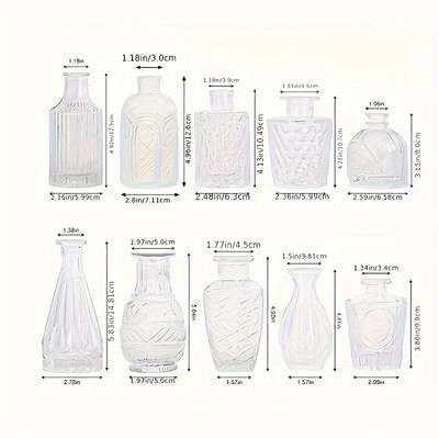 10/20pcs Transparent Simple Relief Creative Glass Vase Set  Elegant Dcor for Any Occasion