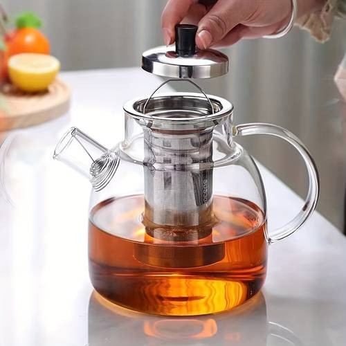 50oz Large Glass Teapot Set with Removable Stainless Steel Infuser  Perfect for Tea, Coffee, and Floral Brews