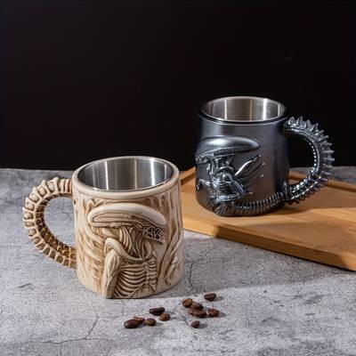 1pc Xenomorph 3D Stainless Steel Mug A Unique Alien-Themed Mug for Coffee Lovers and Sci-Fi Fans