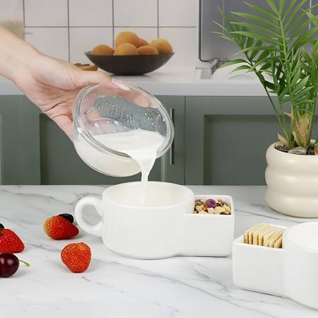 1pc Ceramic Soup and Cookie Cup or Cereal Bowl with Handle  Versatile Breakfast and Party Bowl for All Occasions