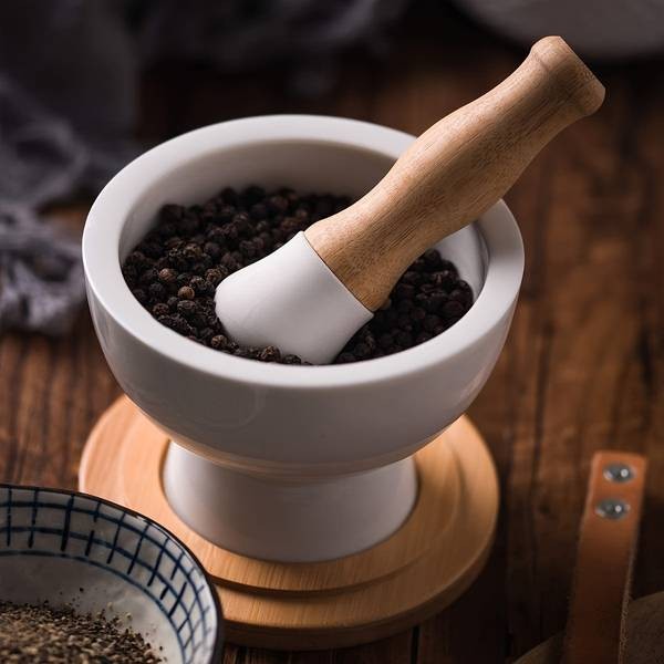 Porcelain Mortar and Pestle Set  A Classic and Durable Kitchen Tool for Grinding Spices, Herbs, and More