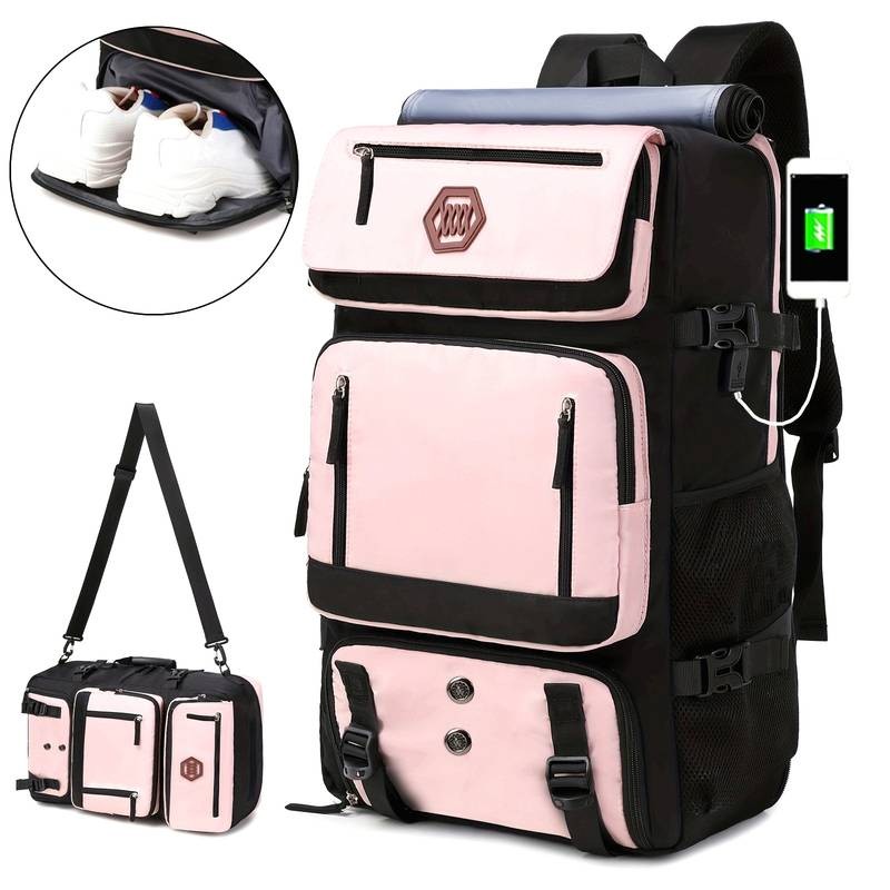 Mens Travel Backpack  Womens Carry-On Daypack for Hiking & Outdoor Sports with Shoe Compartment