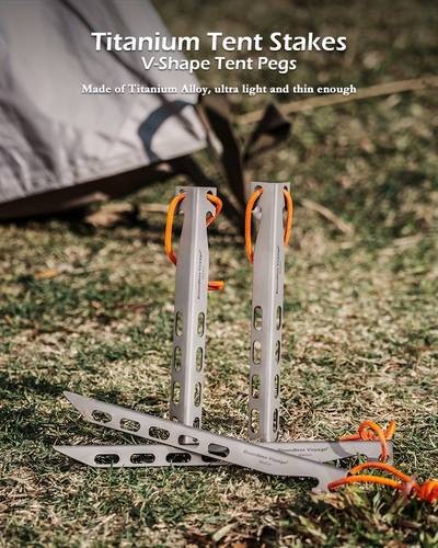4pcs Pure Titanium Ground Stakes  Lightweight, Portable Tent Stabilization for Ultimate Windproof Protection