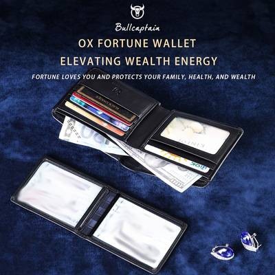 BULLCAPTAIN Men's Genuine Leather Wallet  Stylish & Sophisticated with Golden-Tone Accents