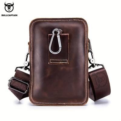 BULLCAPTAIN Mens Multi-Functional Large-Capacity Messenger Bag  Retro-Inspired, Casual Business Bag for Mobile & Essentials