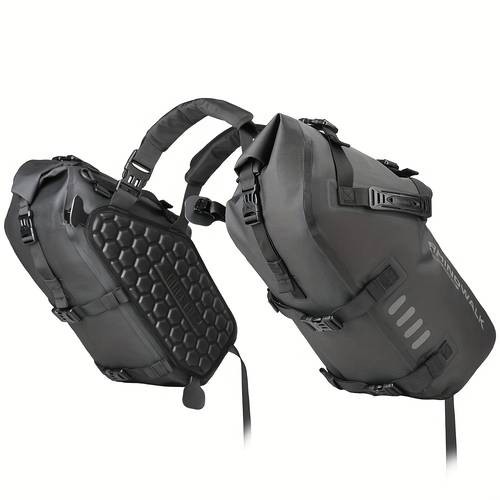 Rhinowalk 2pcs Motorcycle Saddlebag  Durable Travel Luggage with Adjustable Straps for Street Touring Motorcycles