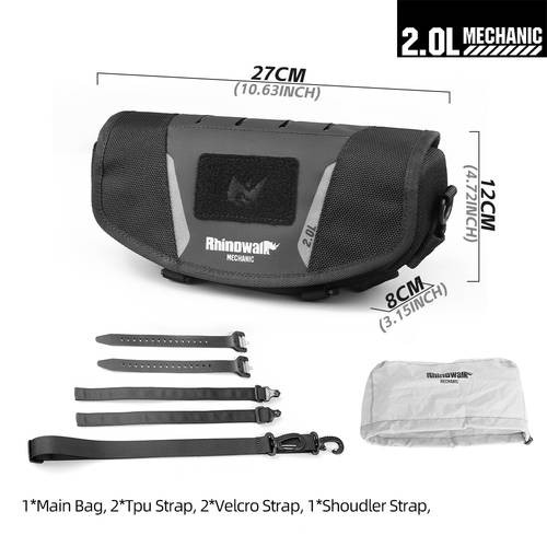 Rhinowalk Motorcycle Handlebar Bag 2L  Heavy-Duty Molle System with Adjustable Strap for Tools & Essentials