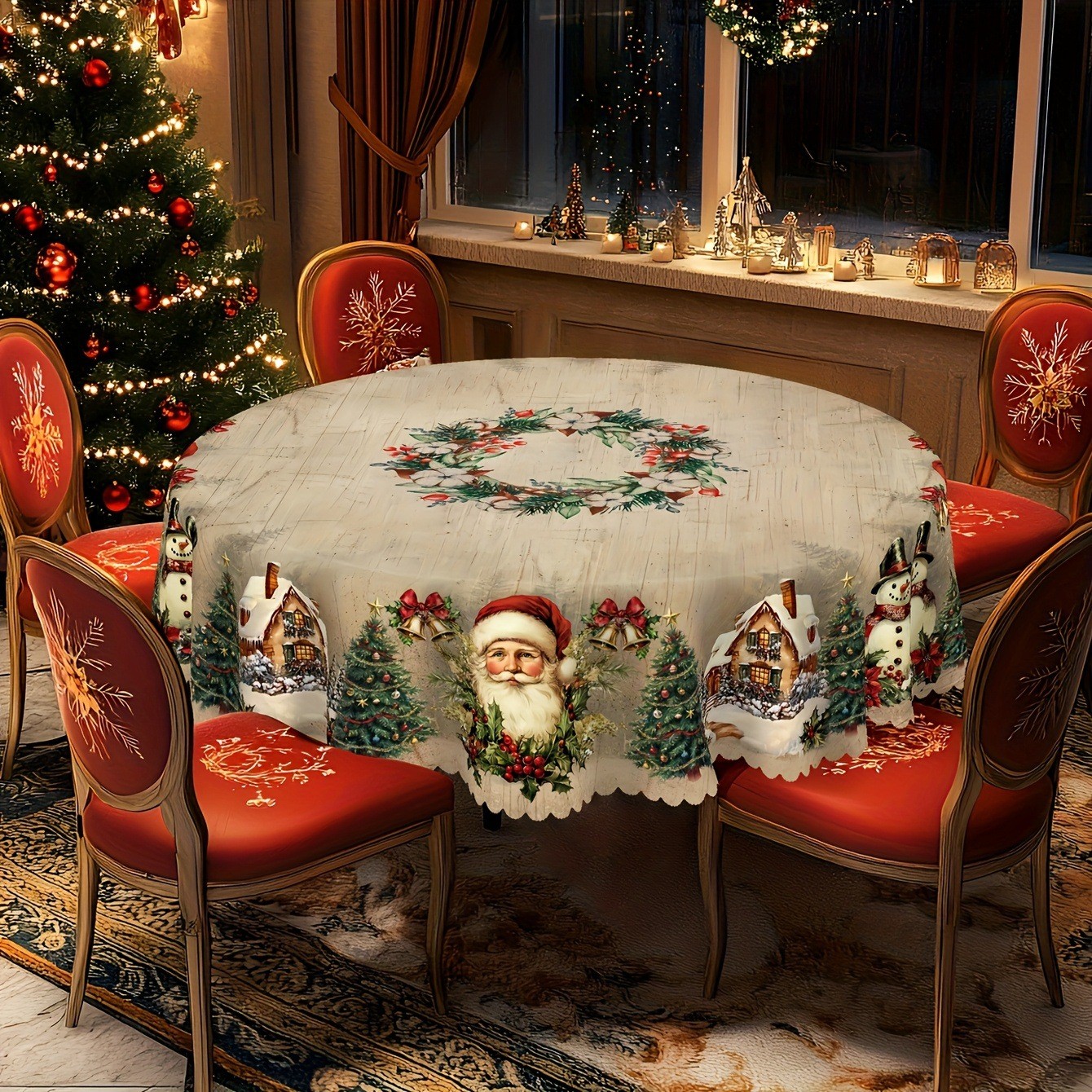Round Christmas Tablecloth