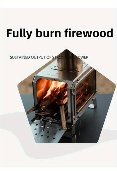 Mountainhiker Portable Wood Firewood Square Stove Stainless Steel Wood Burning Stove for Camping, Hiking & Outdoor Adventures