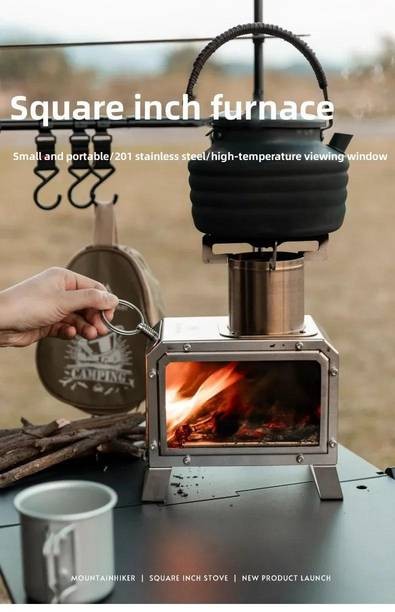 Mountainhiker Portable Wood Firewood Square Stove Stainless Steel Wood Burning Stove for Camping, Hiking & Outdoor Adventures