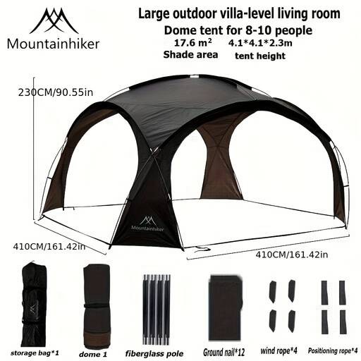 Mountainhiker Outdoor Camping Silvery-Plated Canopy Tent  Anti-Ultraviolet Self-Driving Sunshade Dome Tent for 3-10 People