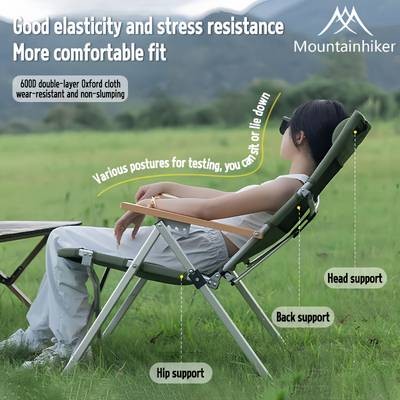MOUNTAINHIKER Heavy-Duty Portable Folding Chair with Adjustable Height & High Backrest  Durable Oxford Cloth & Aluminum Frame for Outdoor Use