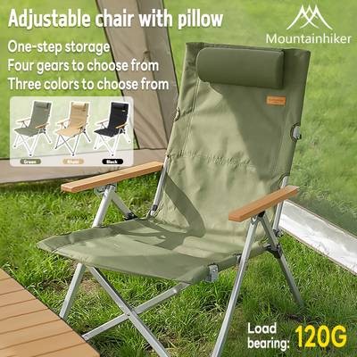 MOUNTAINHIKER Heavy-Duty Portable Folding Chair with Adjustable Height & High Backrest  Durable Oxford Cloth & Aluminum Frame for Outdoor Use
