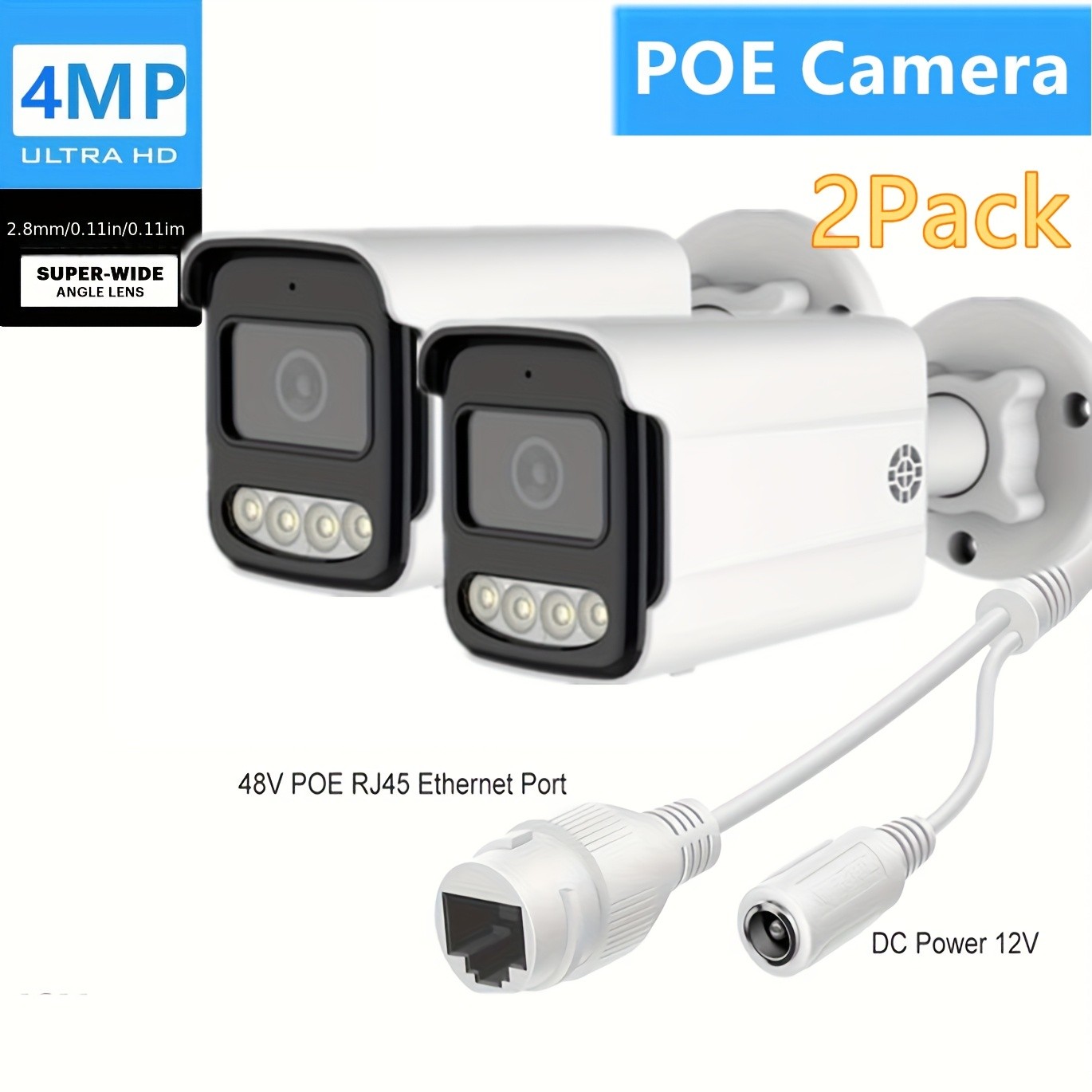 2Pack/1Pack H.265 4MP 2K Security POE IP Camera