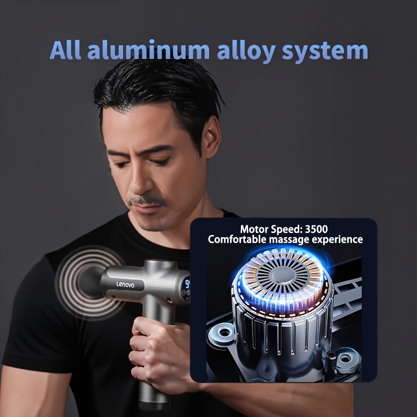 Massage Gun  Quiet Percussion, 8 Heads, USB Rechargeable, Ideal for Back, Legs & Buttocks