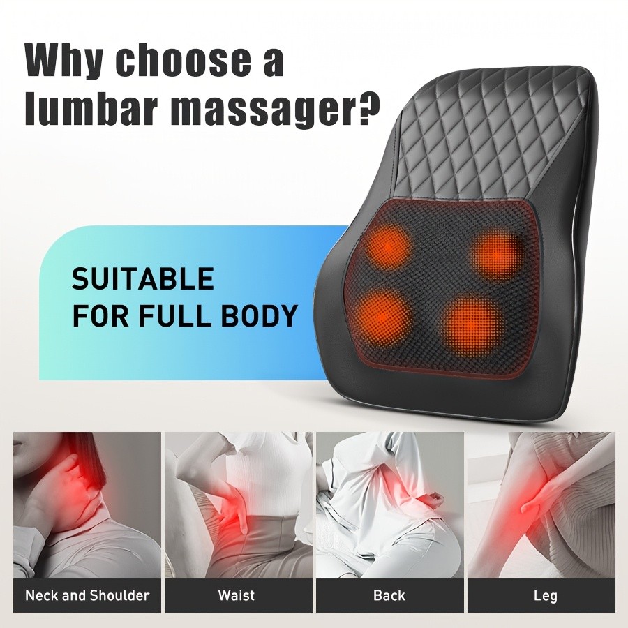 Back Massager with Heat 3D Kneading Massage Pillow for Neck, Back, Shoulder, and Legs