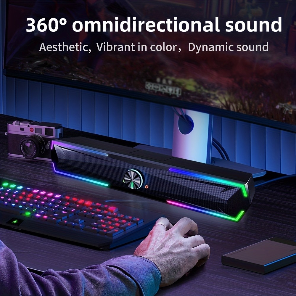 Coomaer 3D/4D Surround Sound Gaming Speaker System with RGB Lighting & Subwoofer