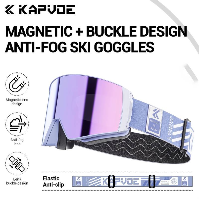 KAPVOE Photochromic Skiing Glasses Magnetic HD Lenses, TPU Frame, Ideal for Alpine Skiing & Snowboarding